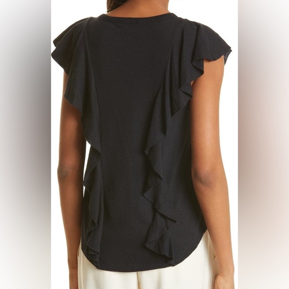 NWT Ted Baker London Kathley Ruffle Cotton & Linen Slub Top size 1 - Picture 2 of 9